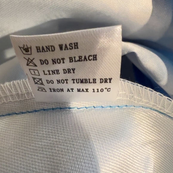 A355  Nancy Cottagecore Luxe Blue Floral Belted Midi Dress Puff Sleeve NWT L - Picture 4 of 7